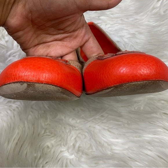TORY BURCH Carita $298 Raffia Straw / Orange Leather Ballet Ballerina Flats 9.5 - Picture 5 of 6
